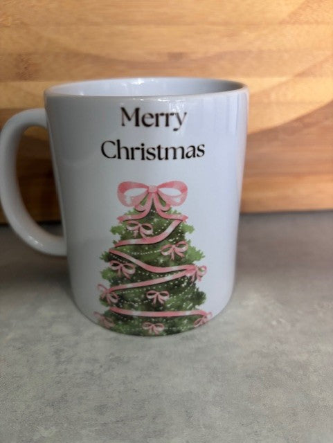 Christmas Tree & Pink Bows Mug