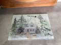 santa flying over snowy house worktop saver/ chopping board