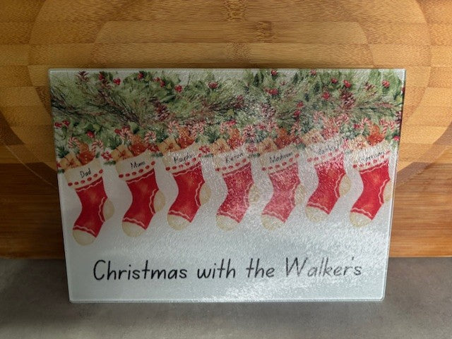 hanging stockings on worktop saver/chopping board