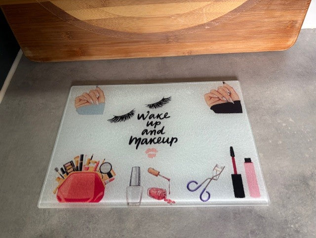 wake up and make up desk saver